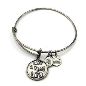 Alex and Ani Live a Happy Life Silver Expandable Charm Bracelet